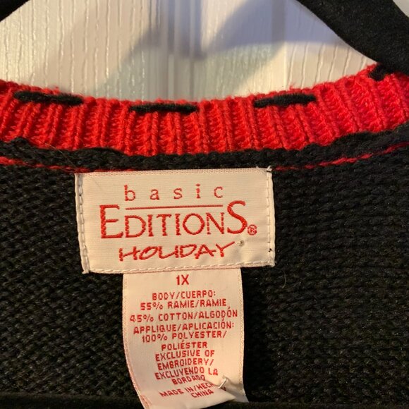 Vintage Women's Holiday Snowman Sweater Cardigan Size 1X Office Party Casual - Picture 8 of 9